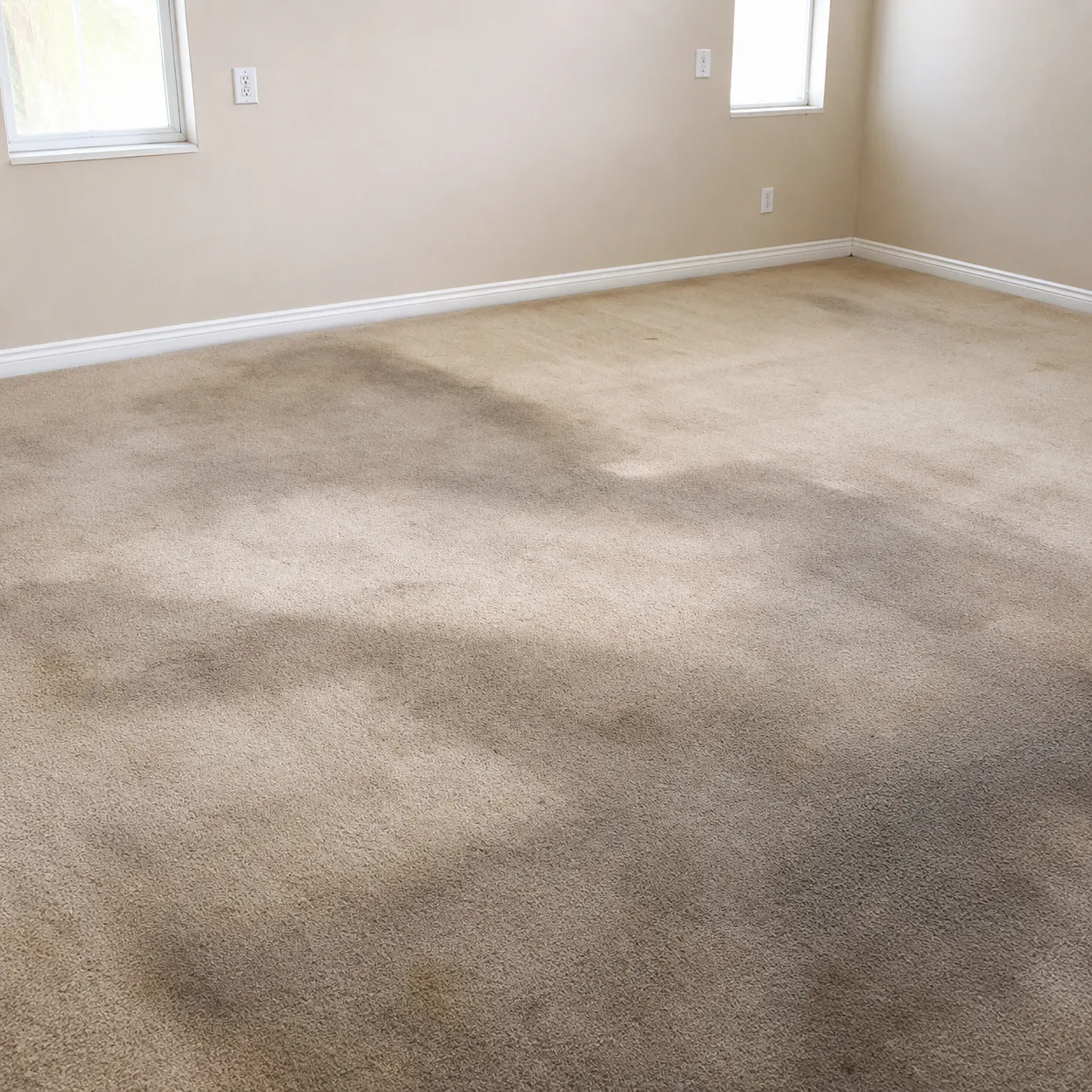 Before carpet cleaning in Missouri City showing dirt and visible carpet stains Before carpet cleaning in Missouri City showing dirt and visible carpet stains